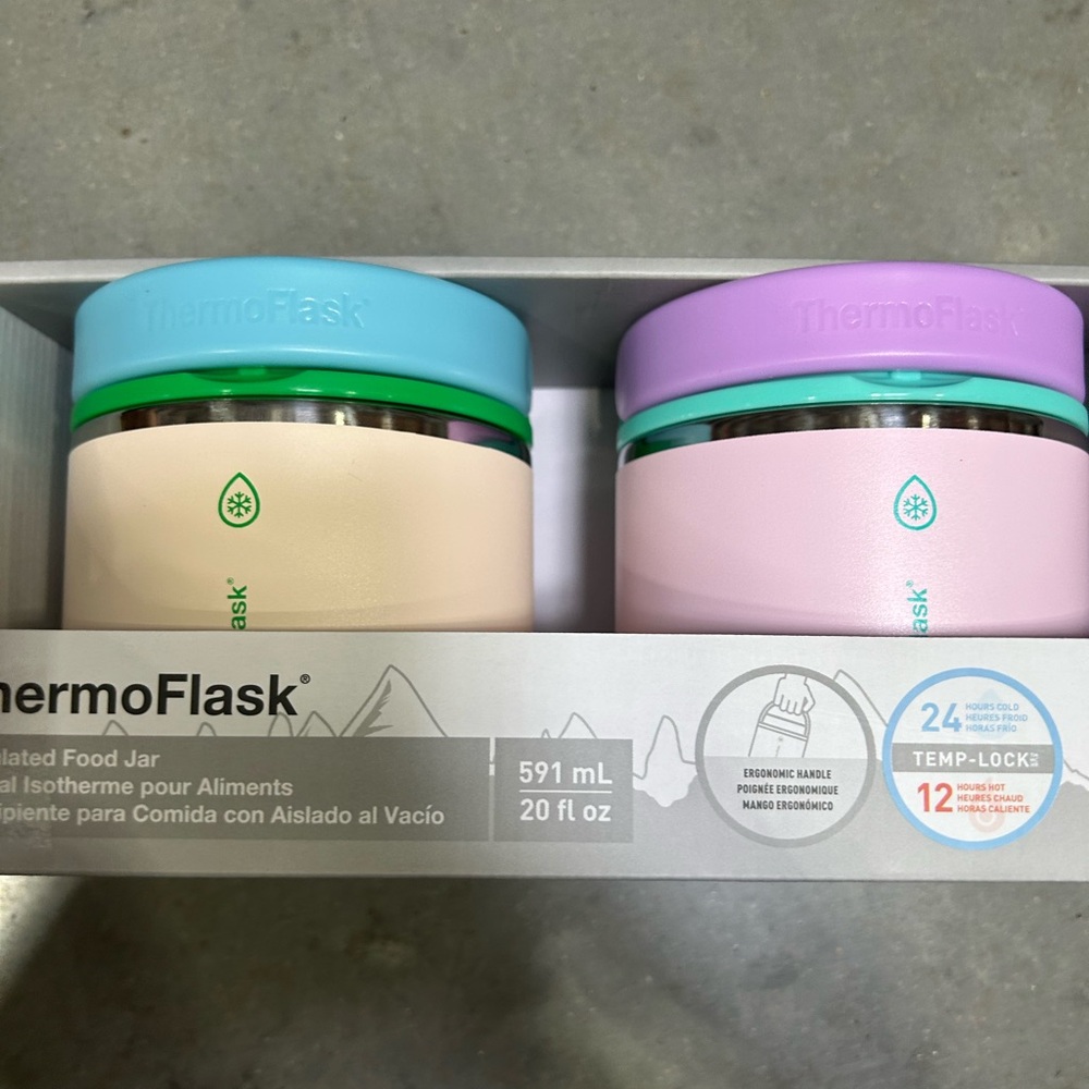 TWO Stainless Steel Insulated 20Oz Food Jars by U thermoflask (pick own color)